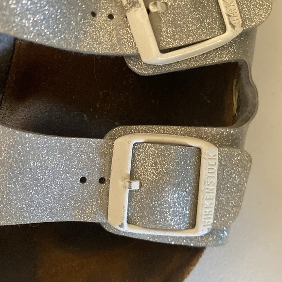 Birkenstock  Soft Footbed silver white Metallic Leather Sandals 34/ 4 - Picture 3 of 5